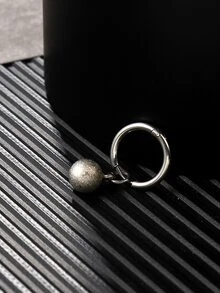 Bông tai Charm Ball tròn dành cho nam - Bạc - Xem 2