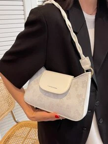 Dệt hoa Mô hình hoa Đập nhẹ Cái túi - trắng - Xem 1