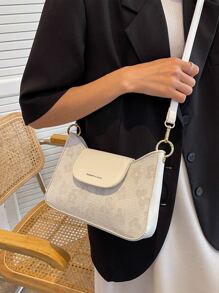 Dệt hoa Mô hình hoa Đập nhẹ Cái túi - trắng - Xem 3