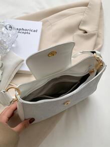 Dệt hoa Mô hình hoa Đập nhẹ Cái túi - trắng - Xem 4