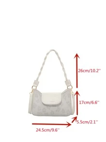 Dệt hoa Mô hình hoa Đập nhẹ Cái túi - trắng - Xem 5