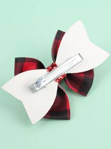 Girls Plaid Pattern Bow Decor Alligator Hair Clip - Multicolor - View 2