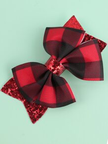 Girls Plaid Pattern Bow Decor Alligator Hair Clip - Multicolor - View 3
