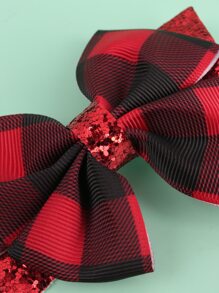 Girls Plaid Pattern Bow Decor Alligator Hair Clip - Multicolor - View 4