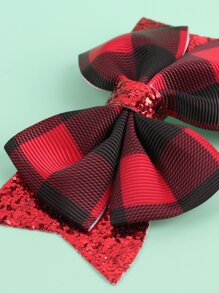 Girls Plaid Pattern Bow Decor Alligator Hair Clip - Multicolor - View 5