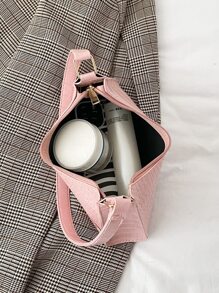 Crocodile Embossed Single Zip Bag