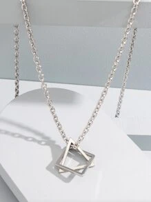 Fashionable and Popular Men Geometric Charm Necklace Stainless Steel for Jewelry Gift and for a Stylish Look - Silver - View 1