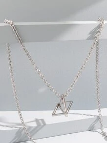 Fashionable and Popular Men Geometric Charm Necklace Stainless Steel for Jewelry Gift and for a Stylish Look - Silver - View 2