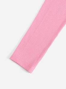 SHEIN ICON Square Neck Crop Ribbed Knit Top - Pink - View 4