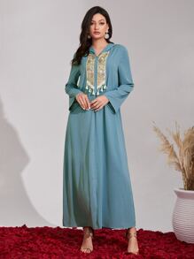 Al Najma Tape & Fringe Detail Djellaba, Modest Kaftan