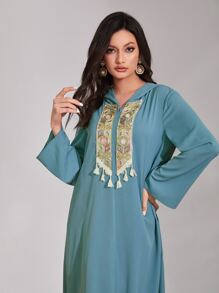 Al Najma Tape & Fringe Detail Djellaba, Modest Kaftan