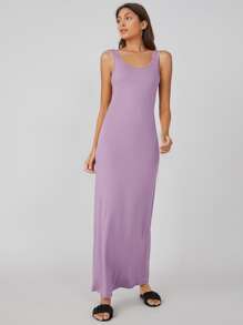 SHEIN BASICS Đầm màu trơn Giải trí - Màu Lilac Tím - Xem 1