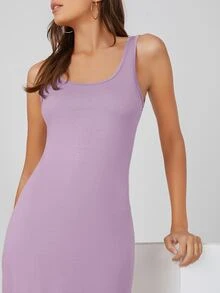 SHEIN BASICS Đầm màu trơn Giải trí - Màu Lilac Tím - Xem 5