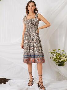 Floral Print Tie Shoulder Cami Dress - Multicolor - View 2