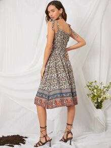 Floral Print Tie Shoulder Cami Dress - Multicolor - View 3