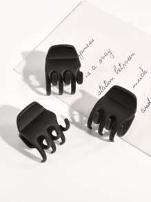 3 件装简约发夹休闲爪夹发夹发夹发钳发夹发夹发夹，学校用品，学院秋冬发饰，适合女士度假装扮 - 黑色 - 查看 1