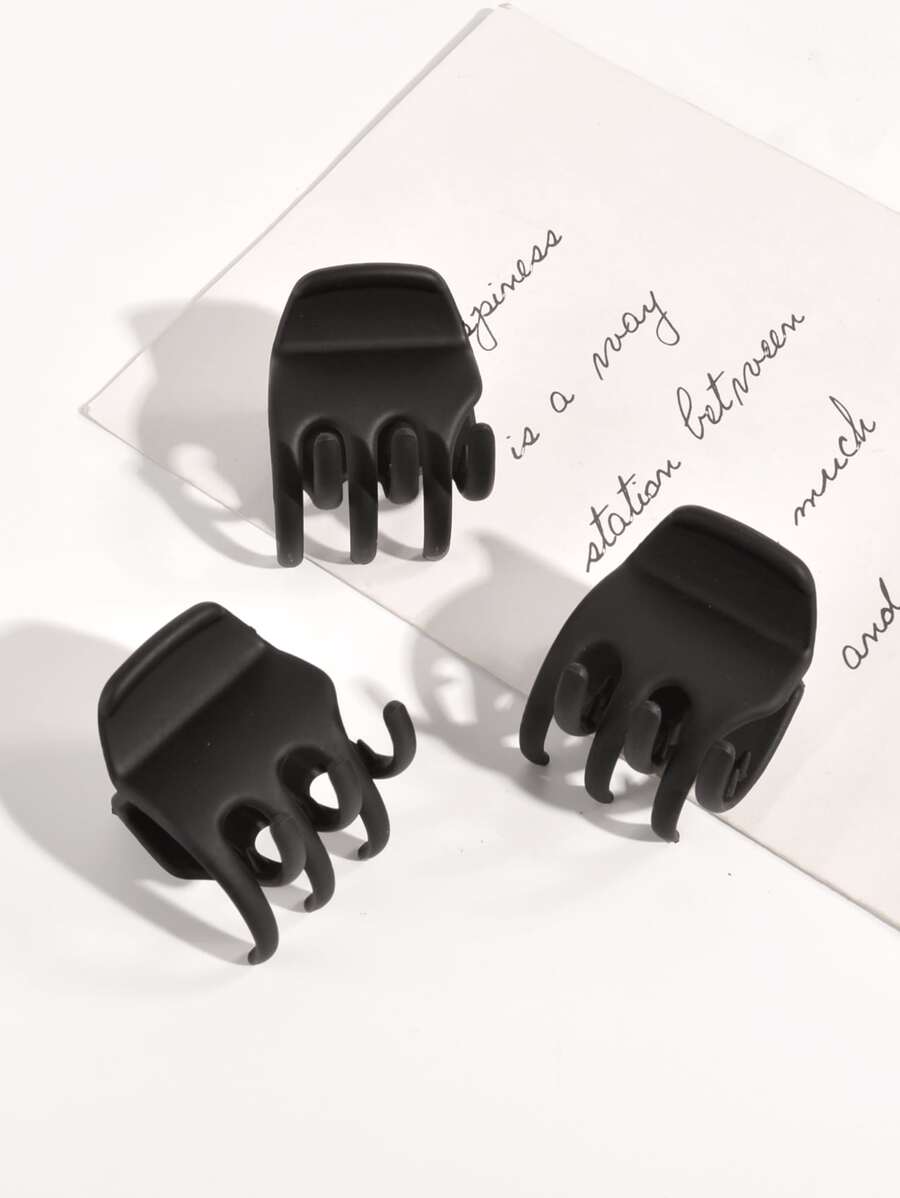 3 件装简约发夹休闲爪夹发夹发夹发钳发夹发夹发夹，学校用品，学院秋冬发饰，适合女士度假装扮 - 黑色 - 查看 1