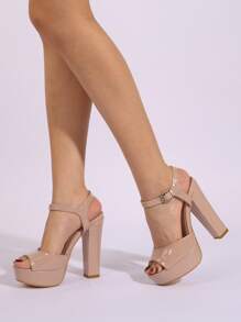 McKoine 女士简约粗跟踝带凉鞋，优雅夏季高跟凉鞋，女士厚底高跟鞋 - 杏色 - 查看 5