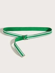 金屬扣軟帶腰帶 - 綠色 - 查看 4