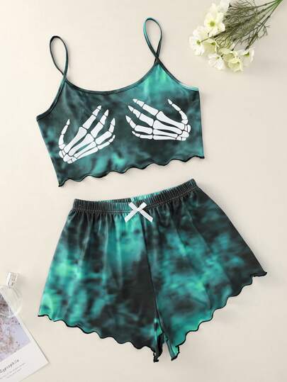 Ensemble de pyjama avec imprimé squelette tie-dye