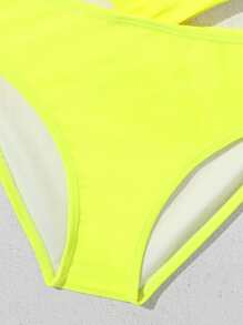 Tween Girl 纯色十字交叉镂空比基尼套装 夏日海滩