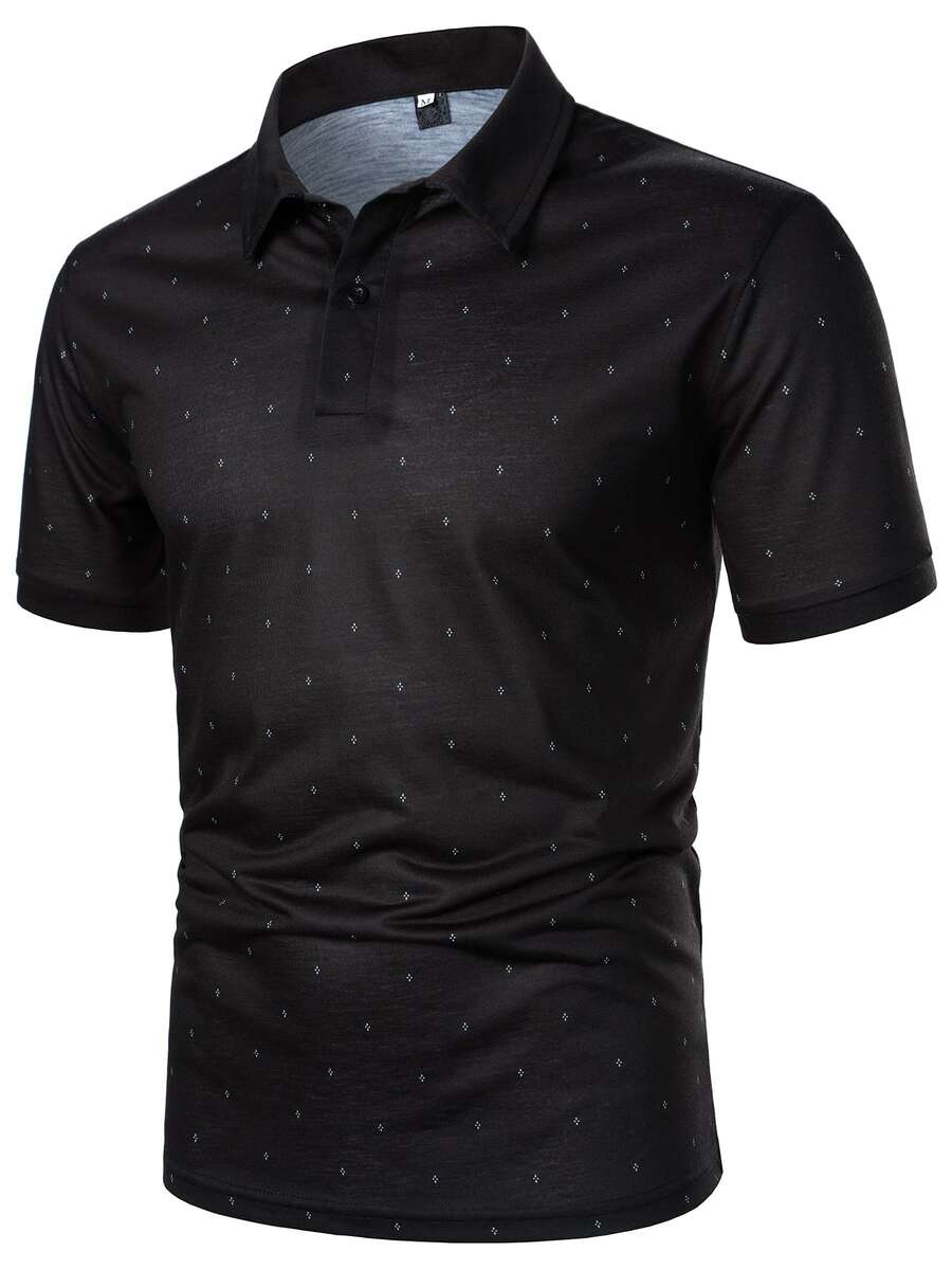 Calvornis Men Allover Print Polo Shirt - Black - View 1