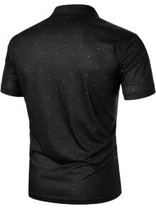 Calvornis Men Allover Print Polo Shirt - Black - View 2