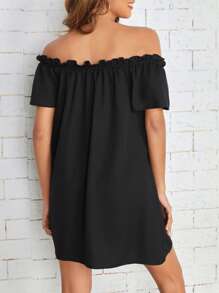 SHEIN Essnce Vestido de hombros descubiertos ribete fruncido
