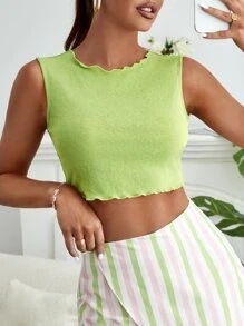 SHEIN Unity Lettuce Trim Cut Out Back Tank Top - Lime Green - View 2