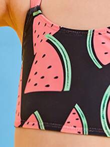 Young Girl Watermelon Print Bikini Set Summer Beach - Multicolor - View 6