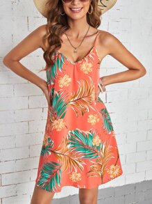 SHEIN Unity Tropical Print Cami Dress - Multicolor - View 1