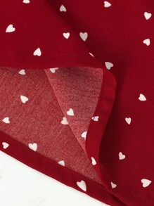 SHEIN Young Girl Confetti Heart Print Ruffle Sleeve Blouse - Burgundy - View 5