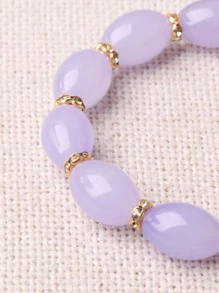 EMERY ROSE 玻璃串珠手鏈 - 紫色 - 查看 4