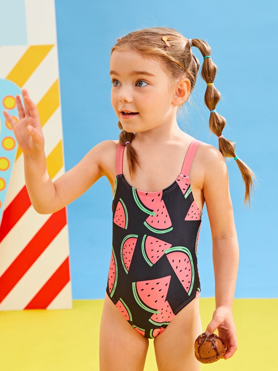 Toddler Girls Fruit Print One Piece Swimsuit - Multicolor - View 1