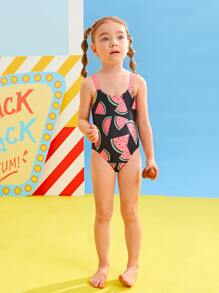 Toddler Girls Fruit Print One Piece Swimsuit - Multicolor - View 4