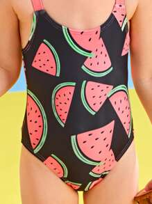 Toddler Girls Fruit Print One Piece Swimsuit - Multicolor - View 6