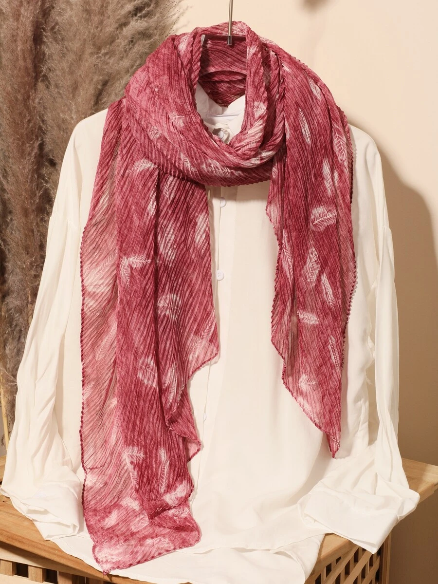 Feather Print Scarf - Multicolor - View 1