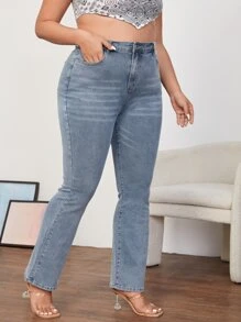 SHEIN Jeans de talle alto bootcut - Lavado ligero - Ver 1
