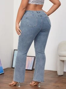 SHEIN Jeans de talle alto bootcut - Lavado ligero - Ver 2