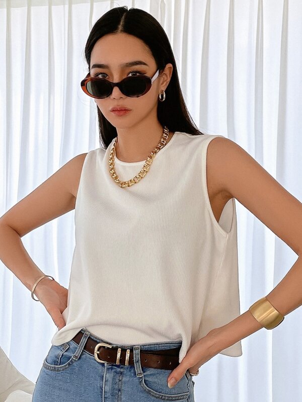 DAZY Solid Rib-Knit Tank Top Summer