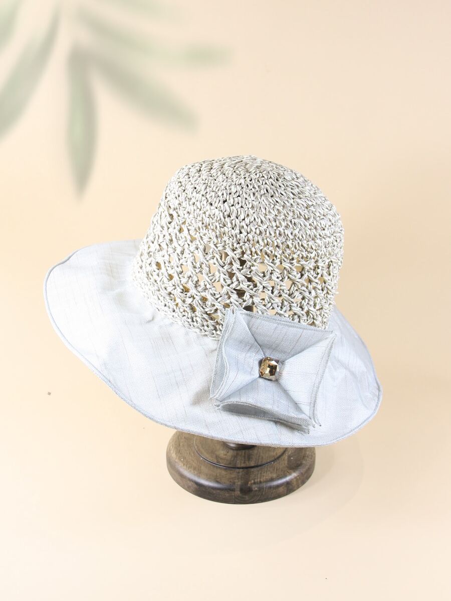 Mũ rơm trang trí hình vuông - Xám - Xem 1