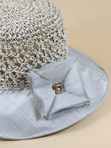 Mũ rơm trang trí hình vuông - Xám - Xem 3