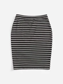 SHEIN Clasi Váy nữ Hội Chữ thập Trọn gói Sọc Thanh lịch - Đen và trắng - Xem 2