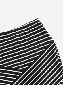 SHEIN Clasi Váy nữ Hội Chữ thập Trọn gói Sọc Thanh lịch - Đen và trắng - Xem 5