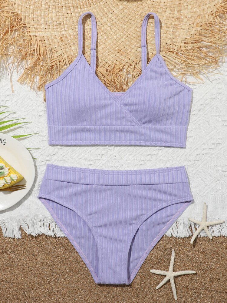 Tween Girl Plain Bikini Set Summer Beach