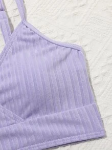 Tween Girl Plain Bikini Set Summer Beach - Lilac Purple - View 4