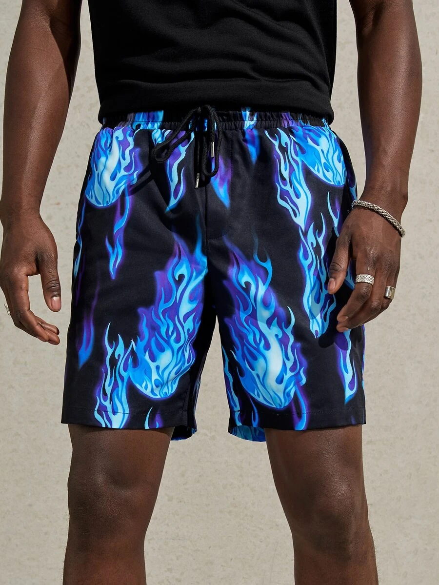 Manfinity Quần Short Nam Dây kéo Túi Ngọn lửa Đường phố - Nhiều màu - Xem 1