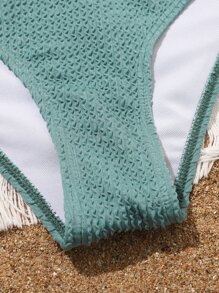 Conjunto de bikini con un hombro texturizado para niña preadolescente, playa de verano - Agua verde azul - Ver 5