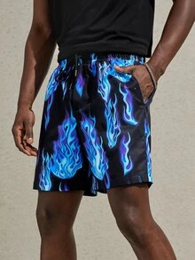 Manfinity Quần Short Nam Dây kéo Túi Ngọn lửa Đường phố - Nhiều màu - Xem 4