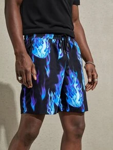 Manfinity Quần Short Nam Dây kéo Túi Ngọn lửa Đường phố - Nhiều màu - Xem 5